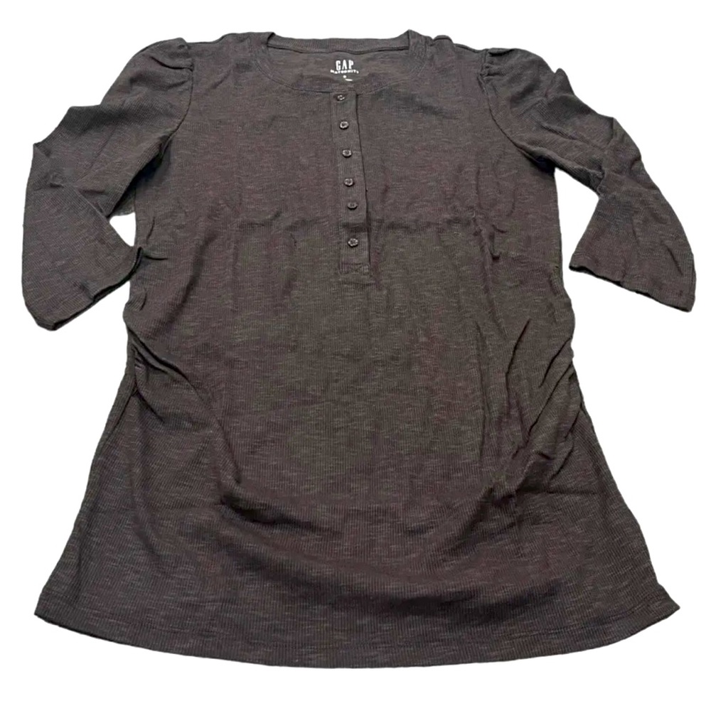 Gap Maternity Womens Size Small Maternity Shirt Ribbed Henley 3/4 Sleeve Brown